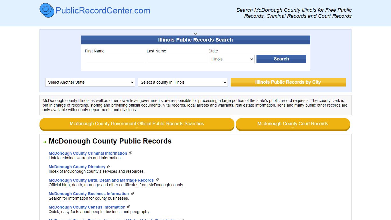 Mcdonough County Illinois Free Public Records - Court Records ...