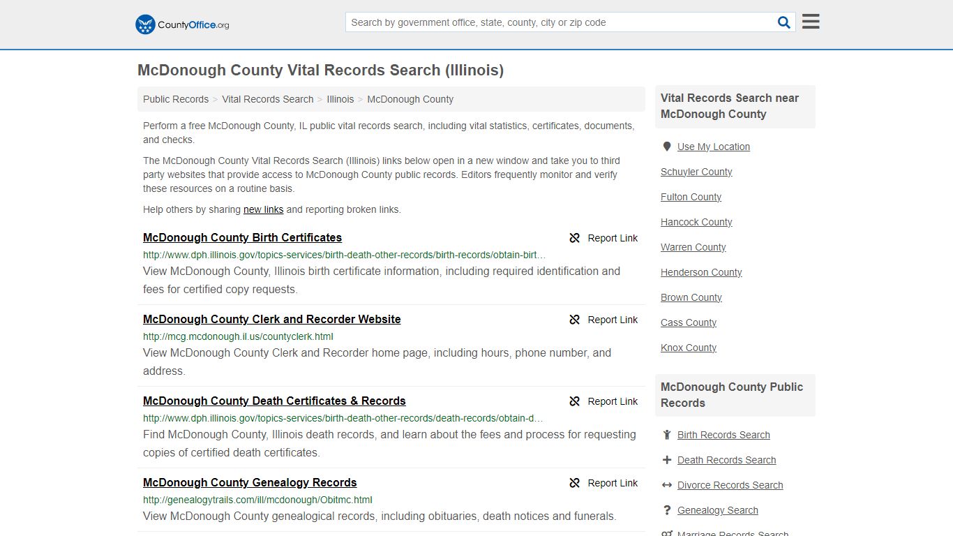 McDonough County Vital Records Search (Illinois) - County Office